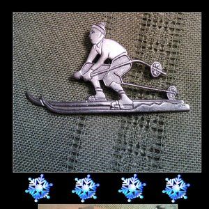 vintage ski brooch